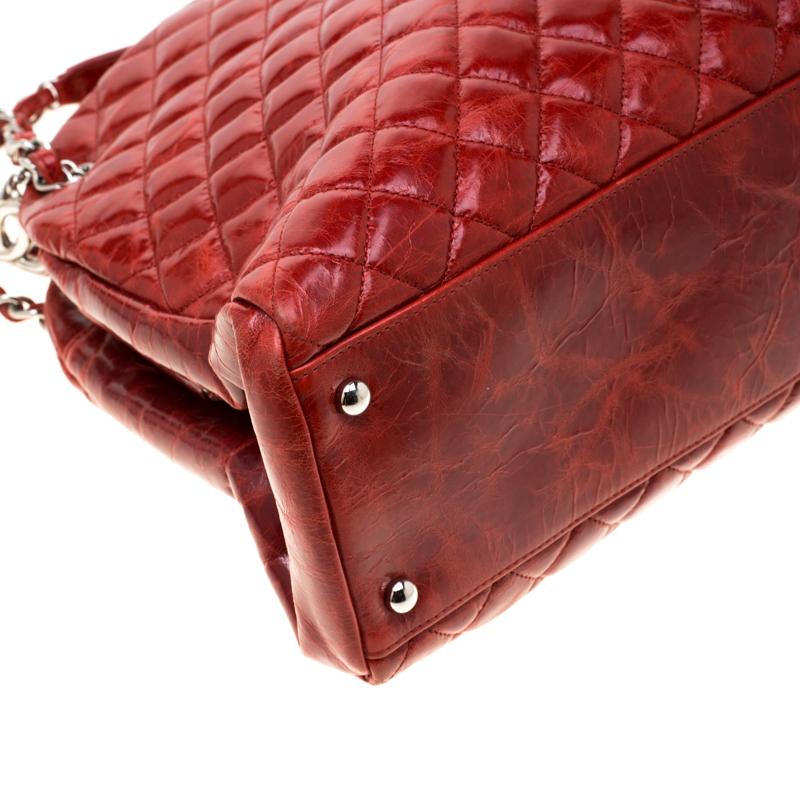 Chanel Red Quilted Patent Leather Just Mademoiselle Bowling Bag 6