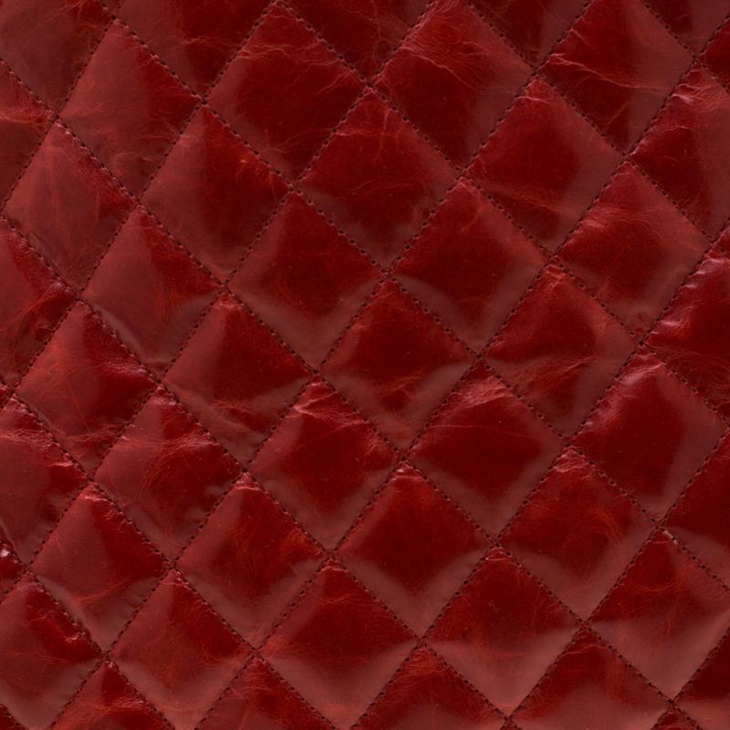 Chanel Red Quilted Patent Leather Just Mademoiselle Bowling Bag 4
