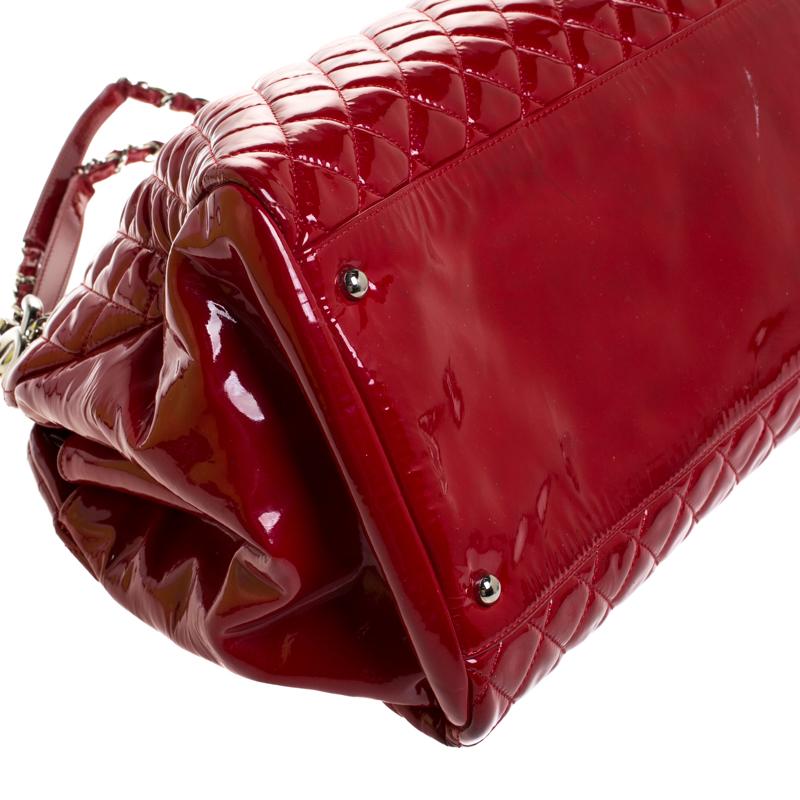 Chanel Rot Gestepptes Lackleder Große Just Mademoiselle Bowler Tasche 7
