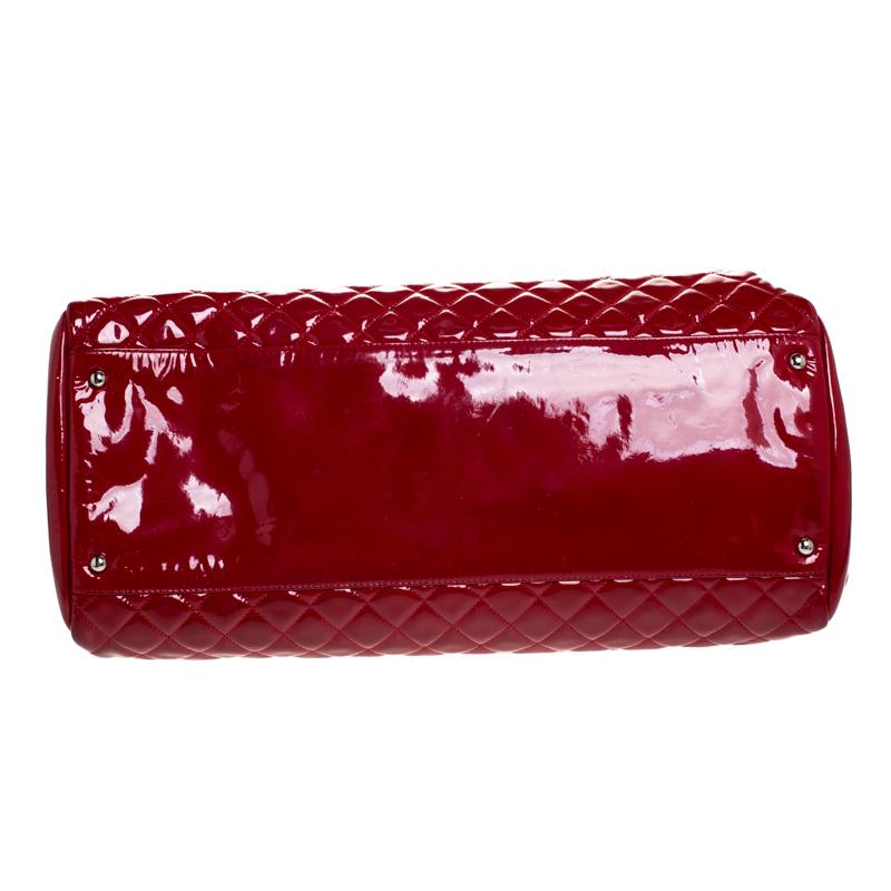 Chanel Rot Gestepptes Lackleder Große Just Mademoiselle Bowler Tasche 1