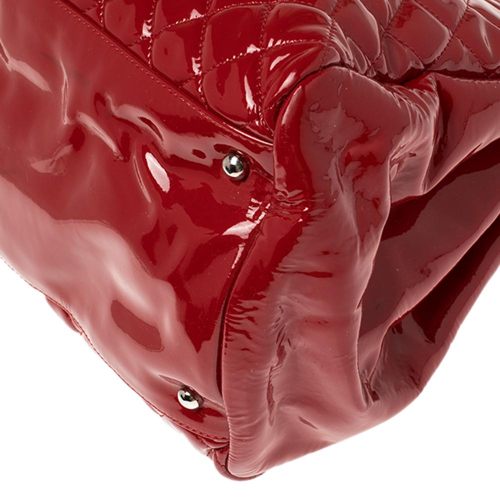Women's Chanel Red Quilted Patent Leather Large Just Mademoiselle Bowler Bag