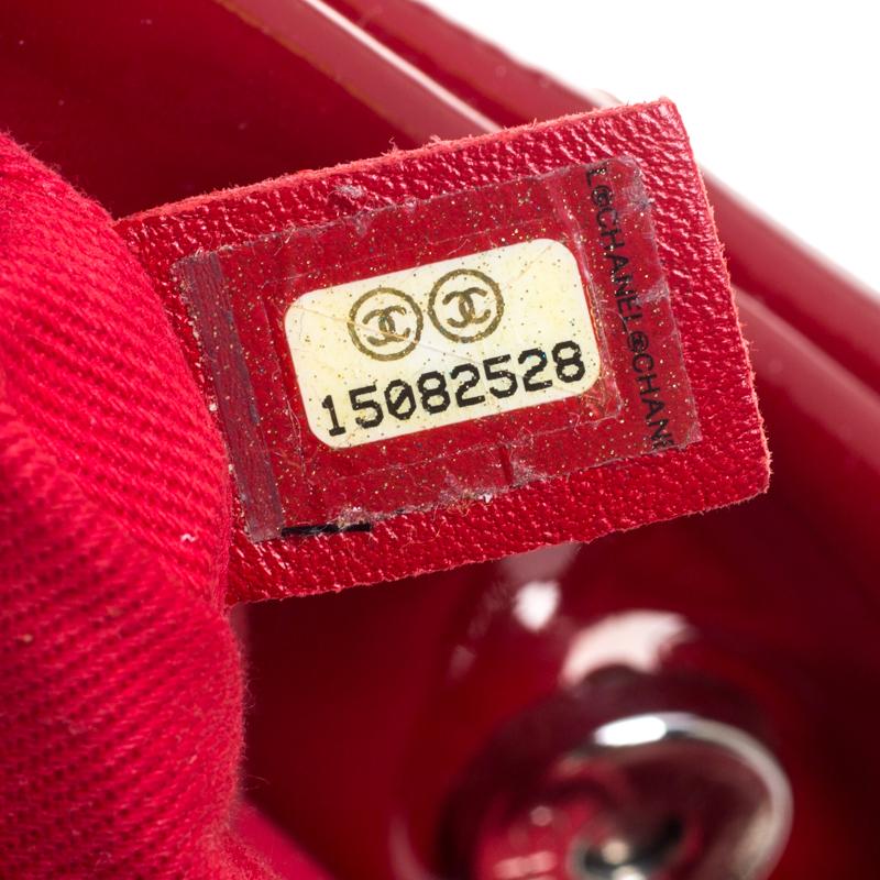 Chanel Rot Gestepptes Lackleder Große Just Mademoiselle Bowler Tasche 3