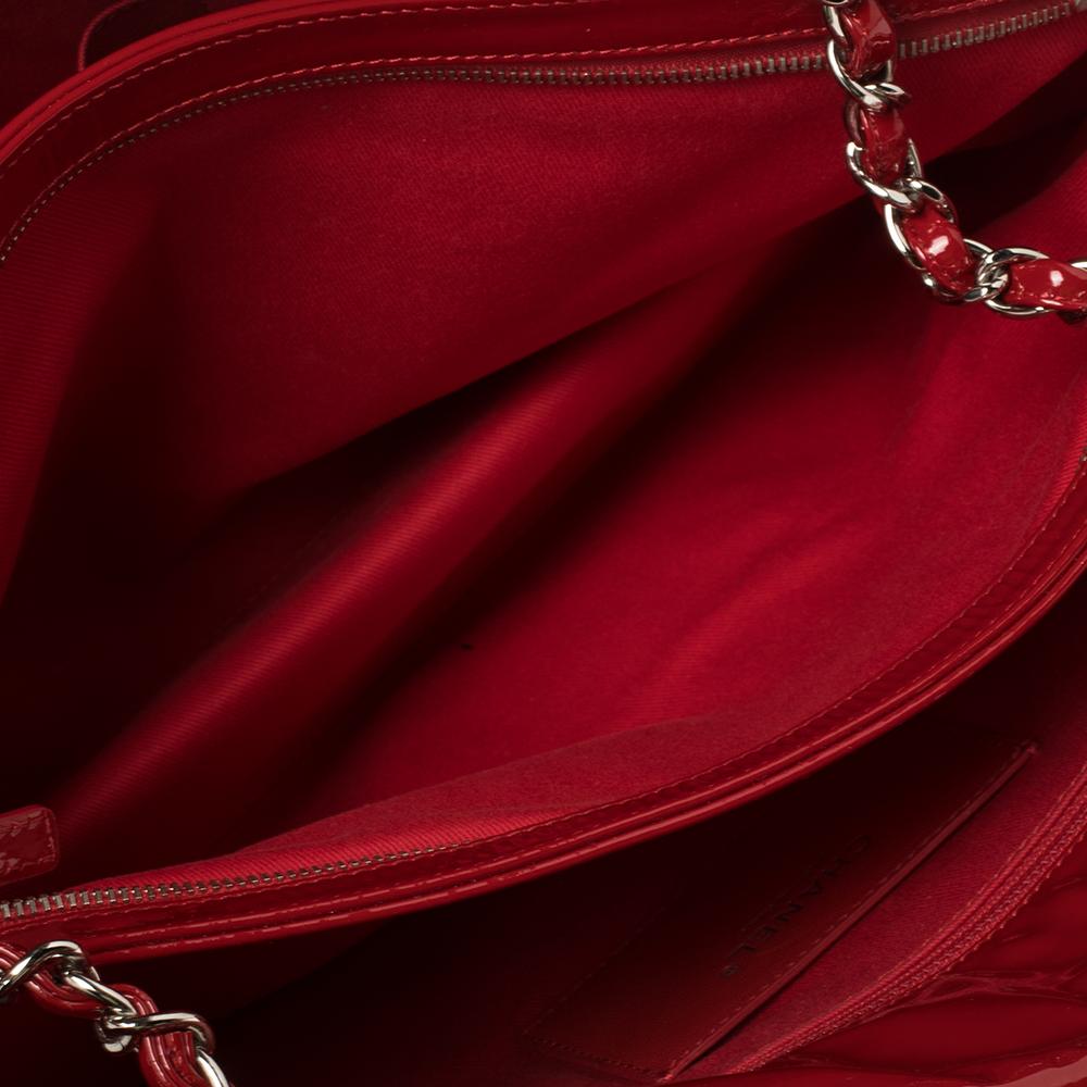 Chanel Red Quilted Patent Leather Large Just Mademoiselle Bowler Bag 2
