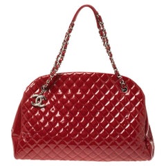 Chanel Red Quilted Patent Leather Large Just Mademoiselle Bowler Bag