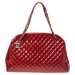 Chanel Rot Gestepptes Lackleder Große Just Mademoiselle Bowler Tasche