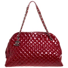 Chanel Rot Gestepptes Lackleder Große Just Mademoiselle Bowler Tasche