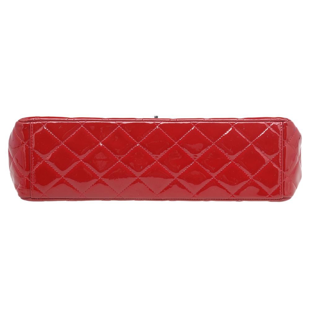 Women's Chanel Red Quilted Patent Leather Maxi Classic Double Flap Bag