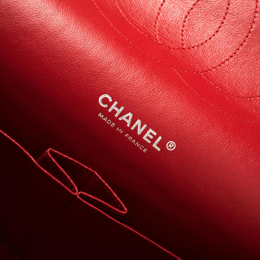Chanel Red Quilted Patent Leather Maxi Classic Double Flap Bag 3
