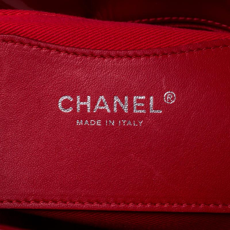 Women's Chanel Red Quilted Patent Leather Medium Just Mademoiselle Bowler Bag