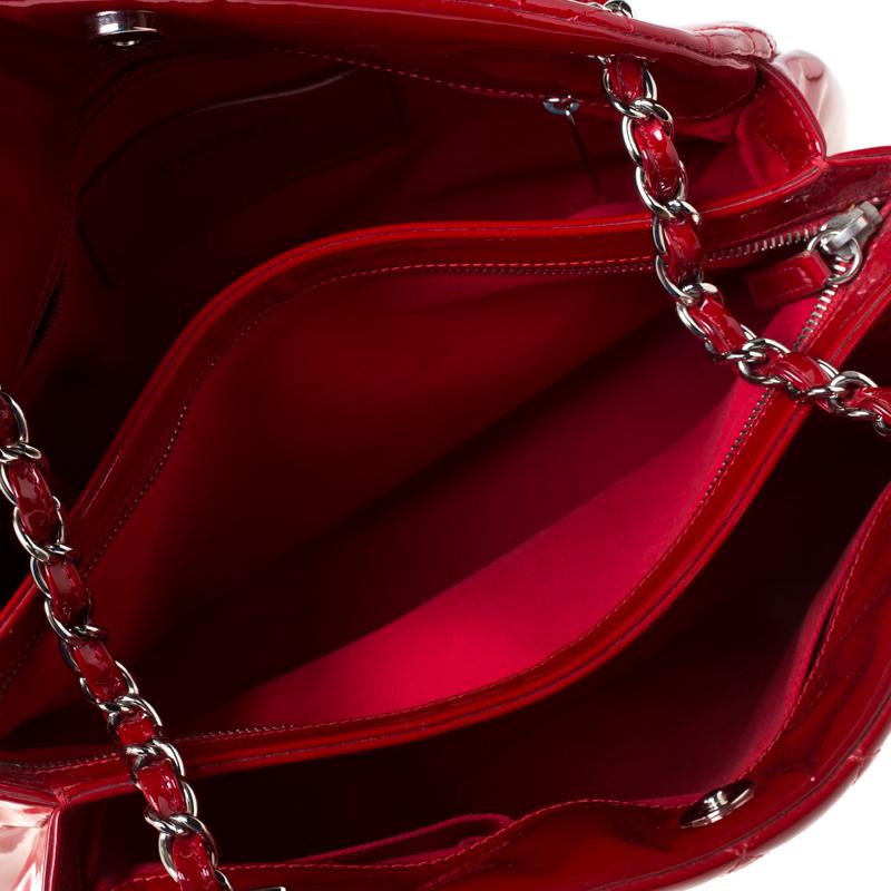 Chanel Red Quilted Patent Leather Medium Just Mademoiselle Bowler Bag 1