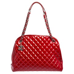 Chanel Red Quilted Patent Leather Medium Just Mademoiselle Bowler Bag