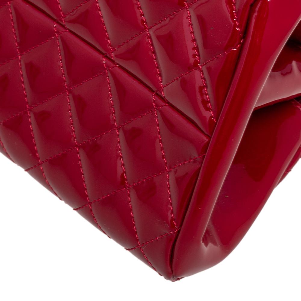 Chanel Red Quilted Patent Leather Medium Just Mademoiselle Bowling Bag 6