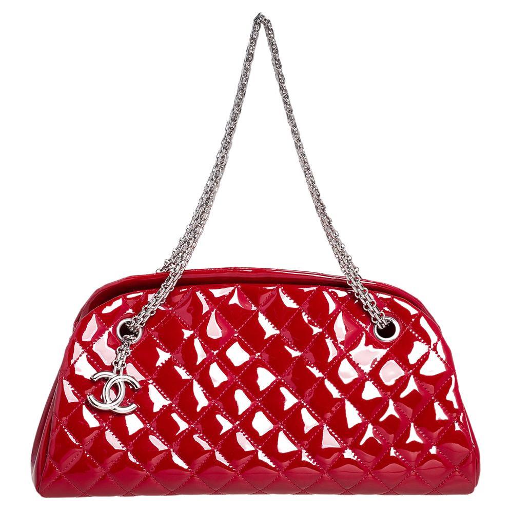 Chanel Red Quilted Patent Leather Medium Just Mademoiselle