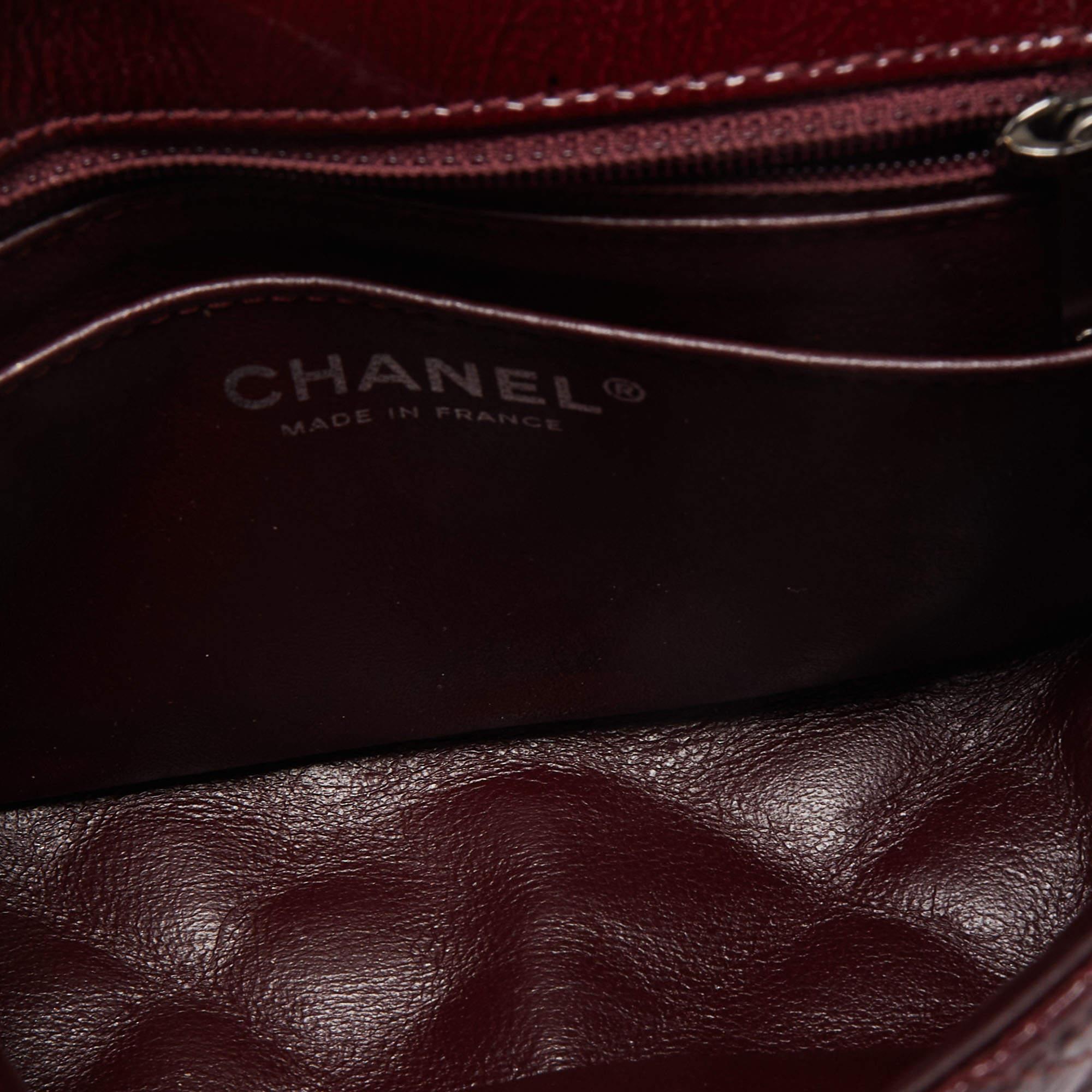 Chanel Red Quilted Patent Leather Mini Square Classic Flap Bag 5
