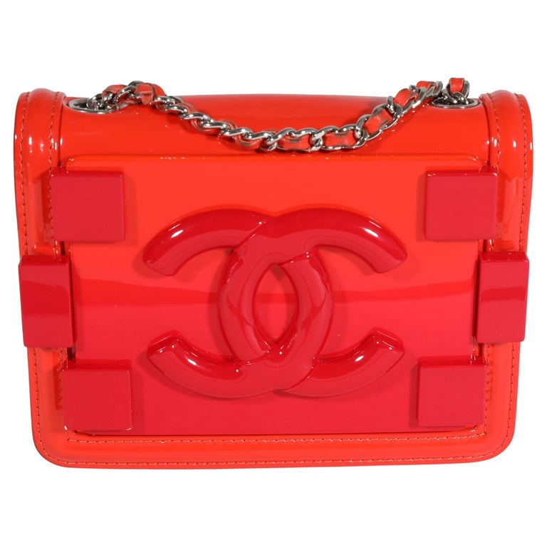 Chanel Red Quilted Patent Leather and Plexi Boy Brick Flap Bag