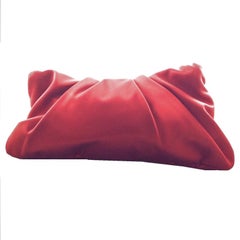 Chanel Red Quilted Satin Half Moon Envelope Clutch