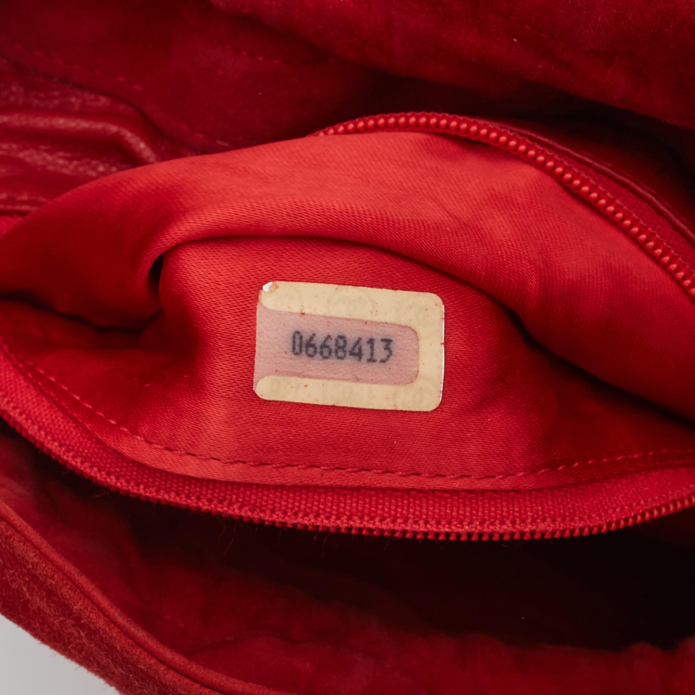Chanel Red Quilted Suede Mini Drawstring Pouch Bucket Bag (Circa Late