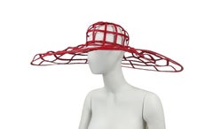 CHANEL red raffia hat Spring 1992 92P