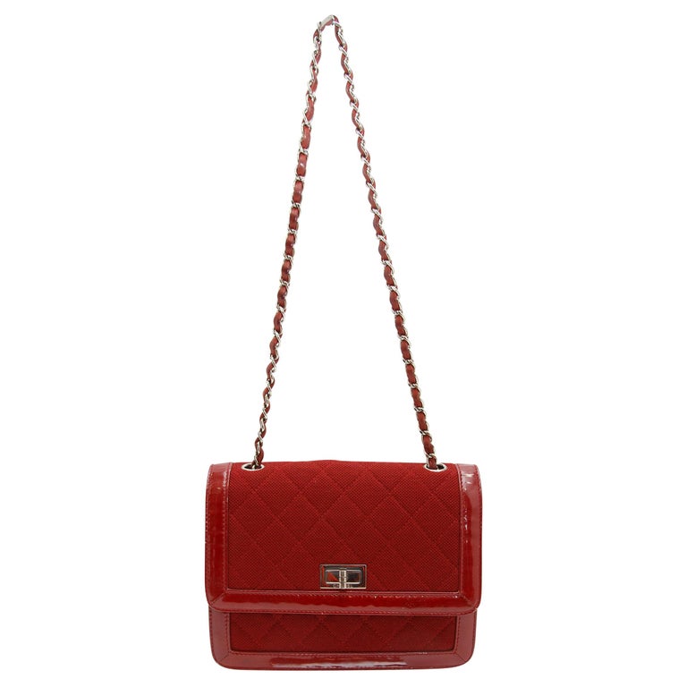 Chanel Red Reissue Cloth and Patent Bag at 1stDibs