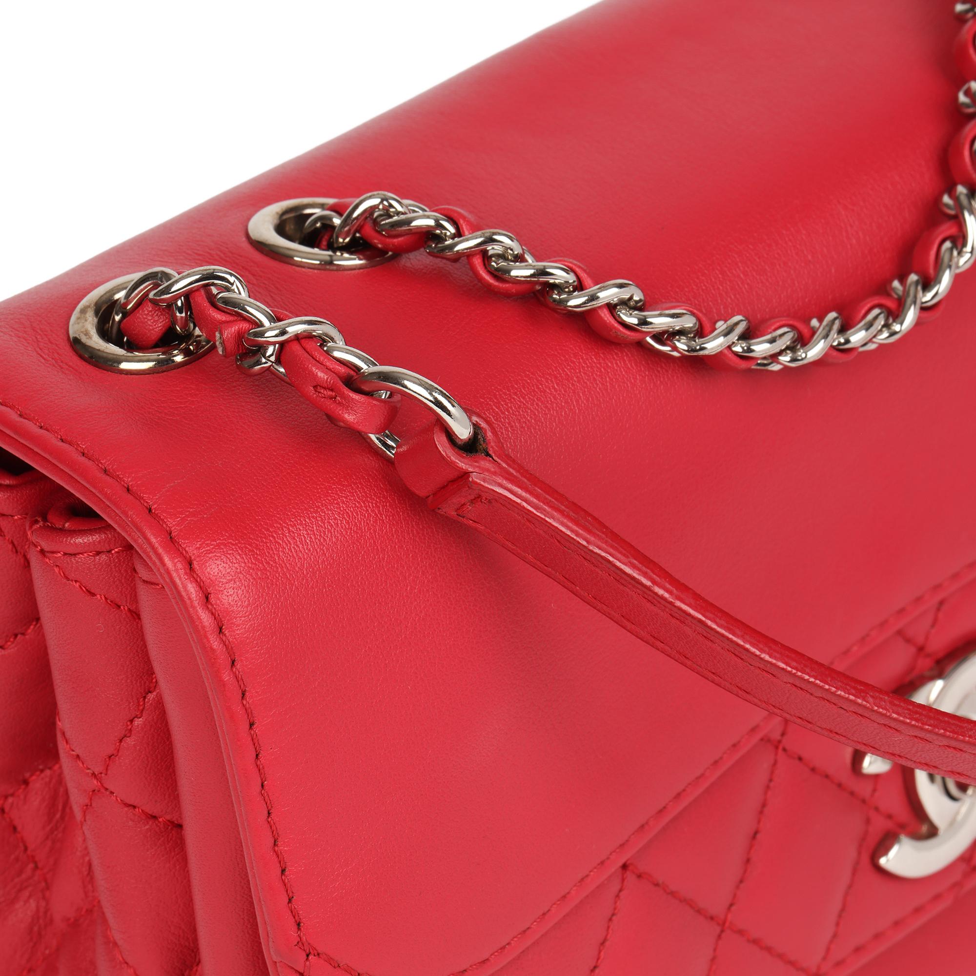 Chanel Red Reverso Quilted Lambskin Classic Single Flap Bag In Excellent Condition In Bishop's Stortford, Hertfordshire