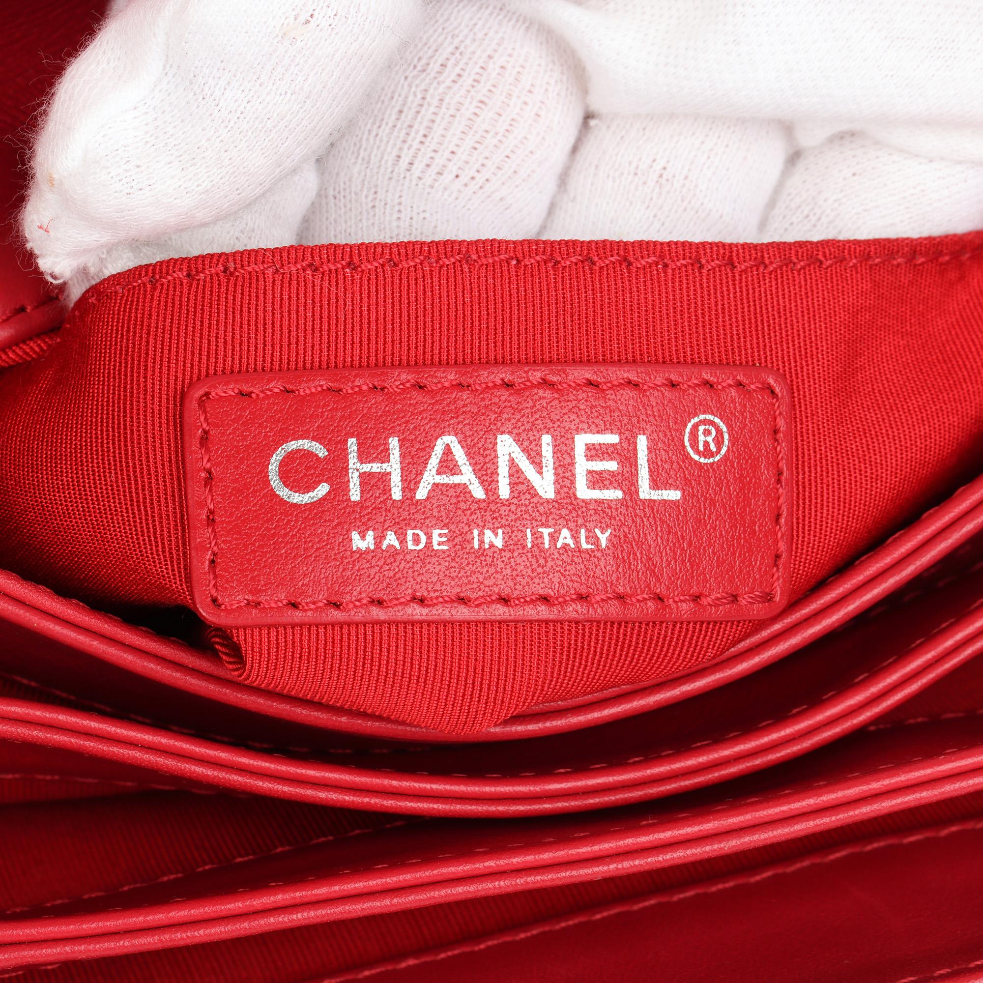Women's Chanel Red Reverso Quilted Lambskin Classic Single Flap Bag