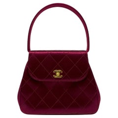 Chanel Red Satin Limited Edition Quilted Top Handle Bag