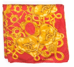 Chanel Red Silk Scarf