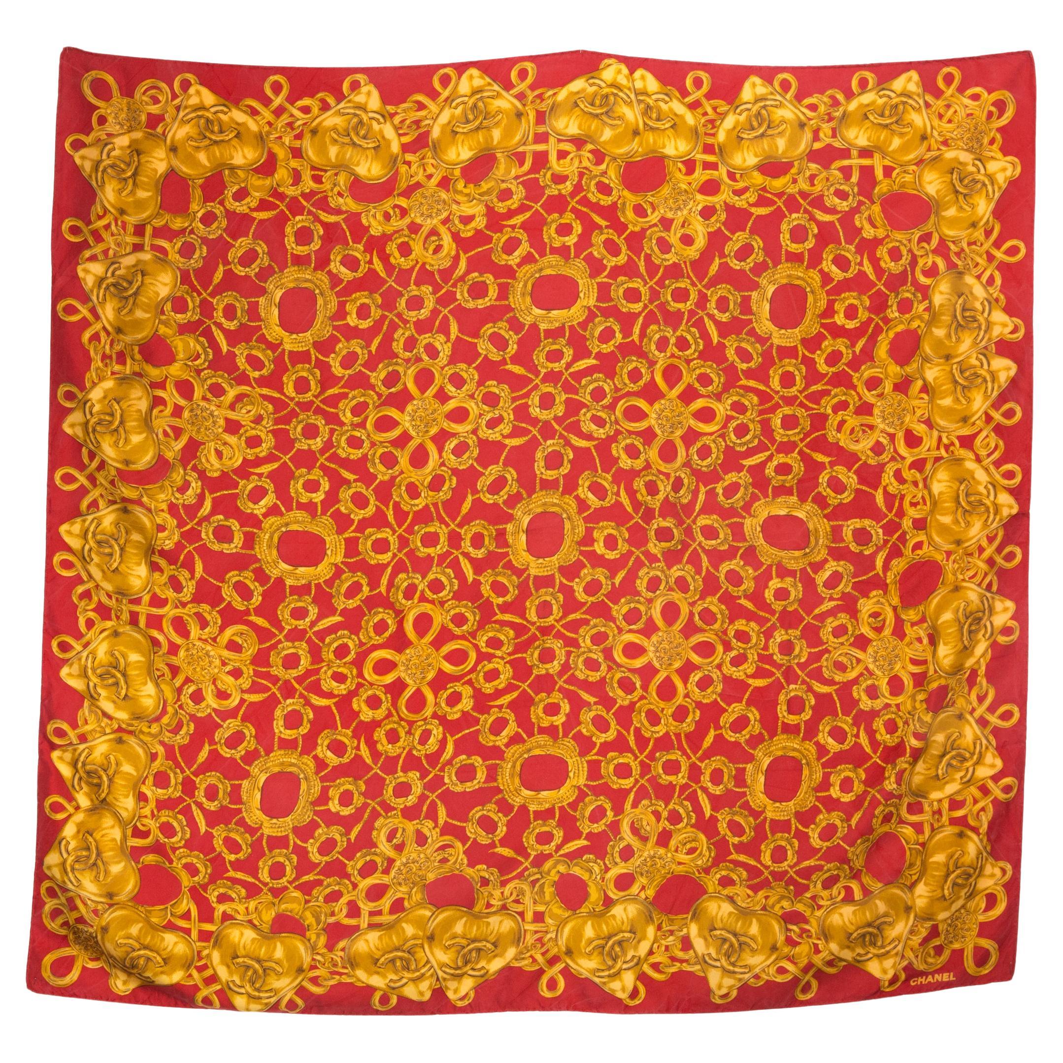 Pañuelo de seda rojo Chanel