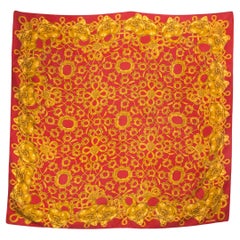 Chanel Red Silk Scarf