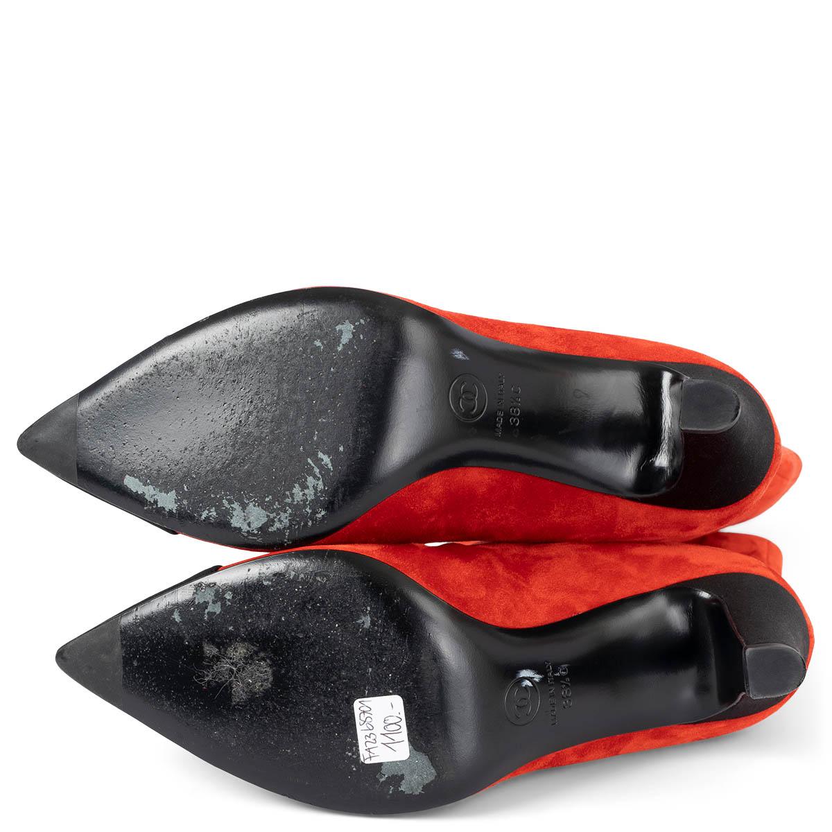 CHANEL daim rouge 2017 17B COCO MID-CALF Bottes Chaussures 38.5 en vente 6