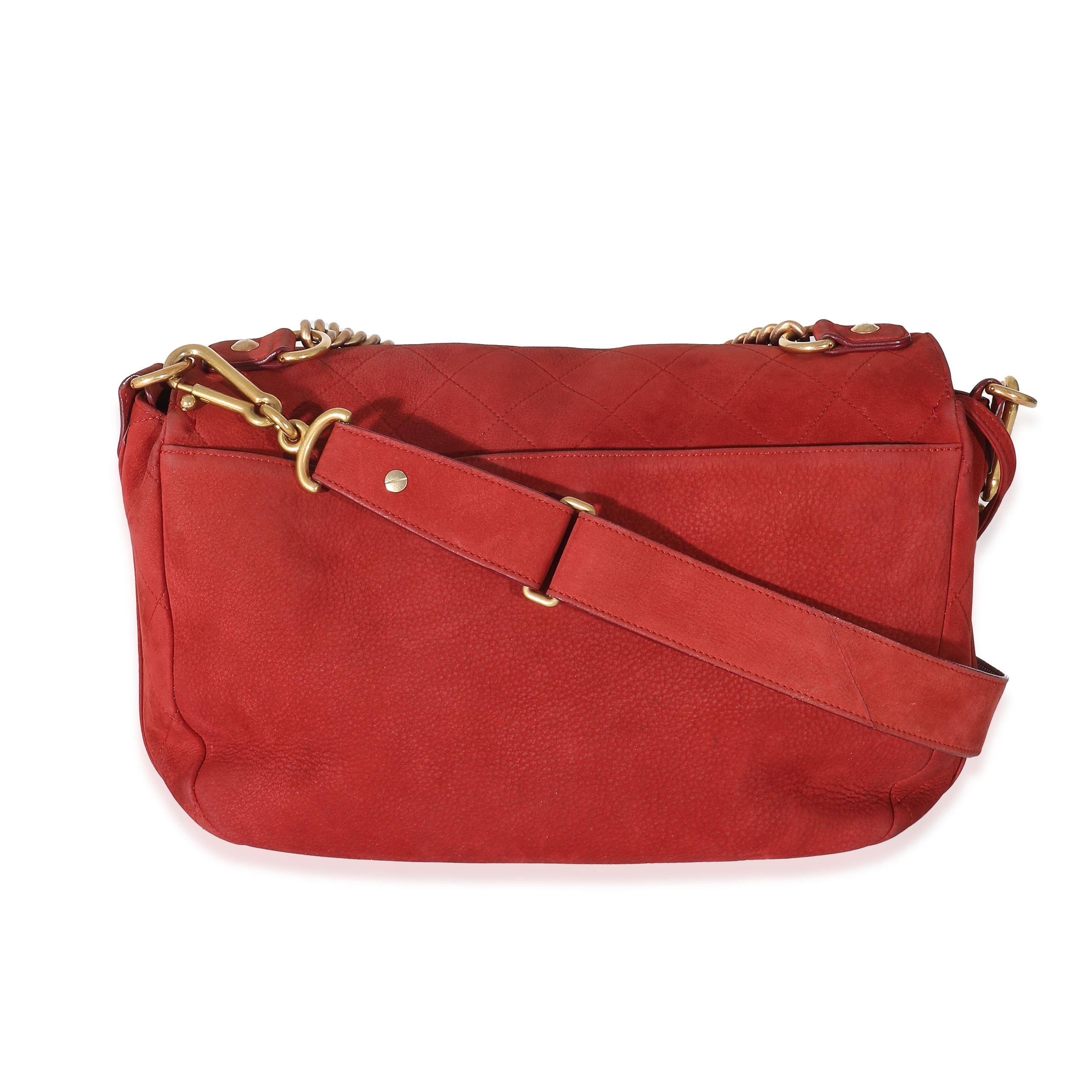 Listing Title: Chanel Red Suede Paris In Rome Messenger Bag
SKU: 133281
MSRP: 4000.00 USD
Condition: Pre-owned 
Handbag Condition: Very Good
Condition Comments: Item is in very good condition with minor signs of wear. Exterior heavy scuffing and