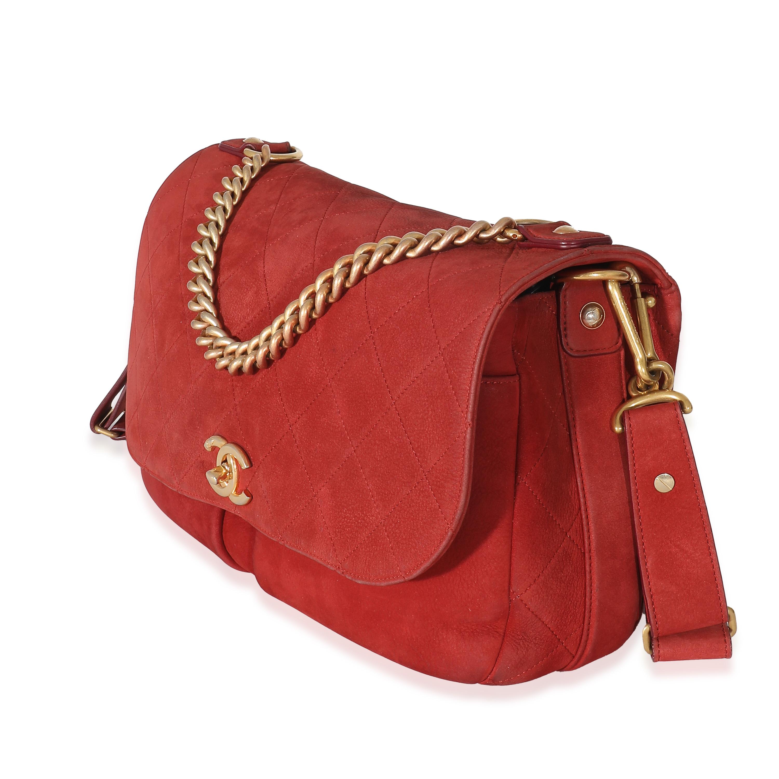 Chanel Red Suede Paris In Rome Messenger Bag In Excellent Condition For Sale In New York, NY