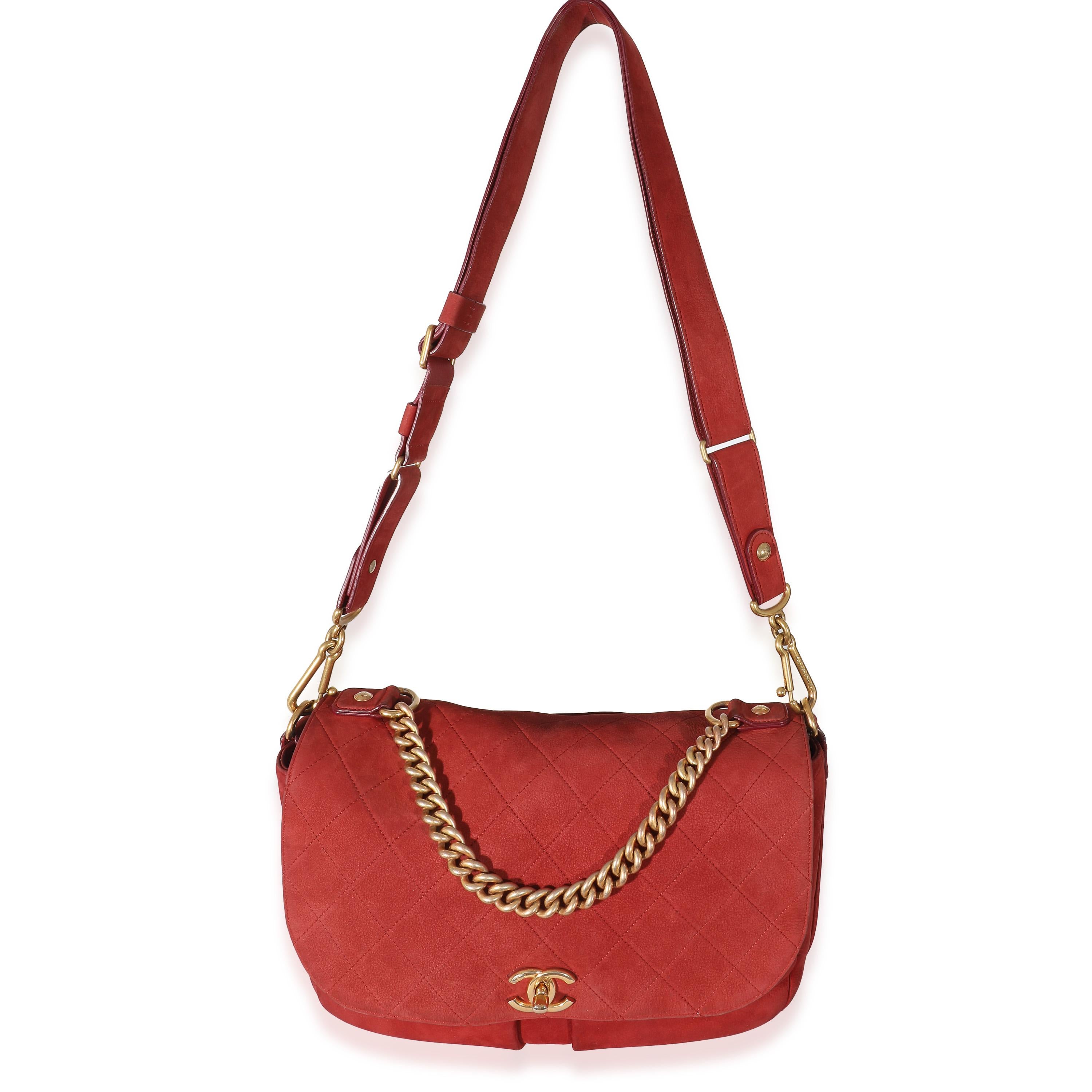 Women's or Men's Chanel Red Suede Paris In Rome Messenger Bag For Sale