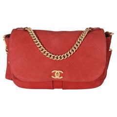 Chanel Red Suede Paris In Rome Messenger Bag