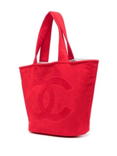 Chanel Red terrycloth CC Beach set