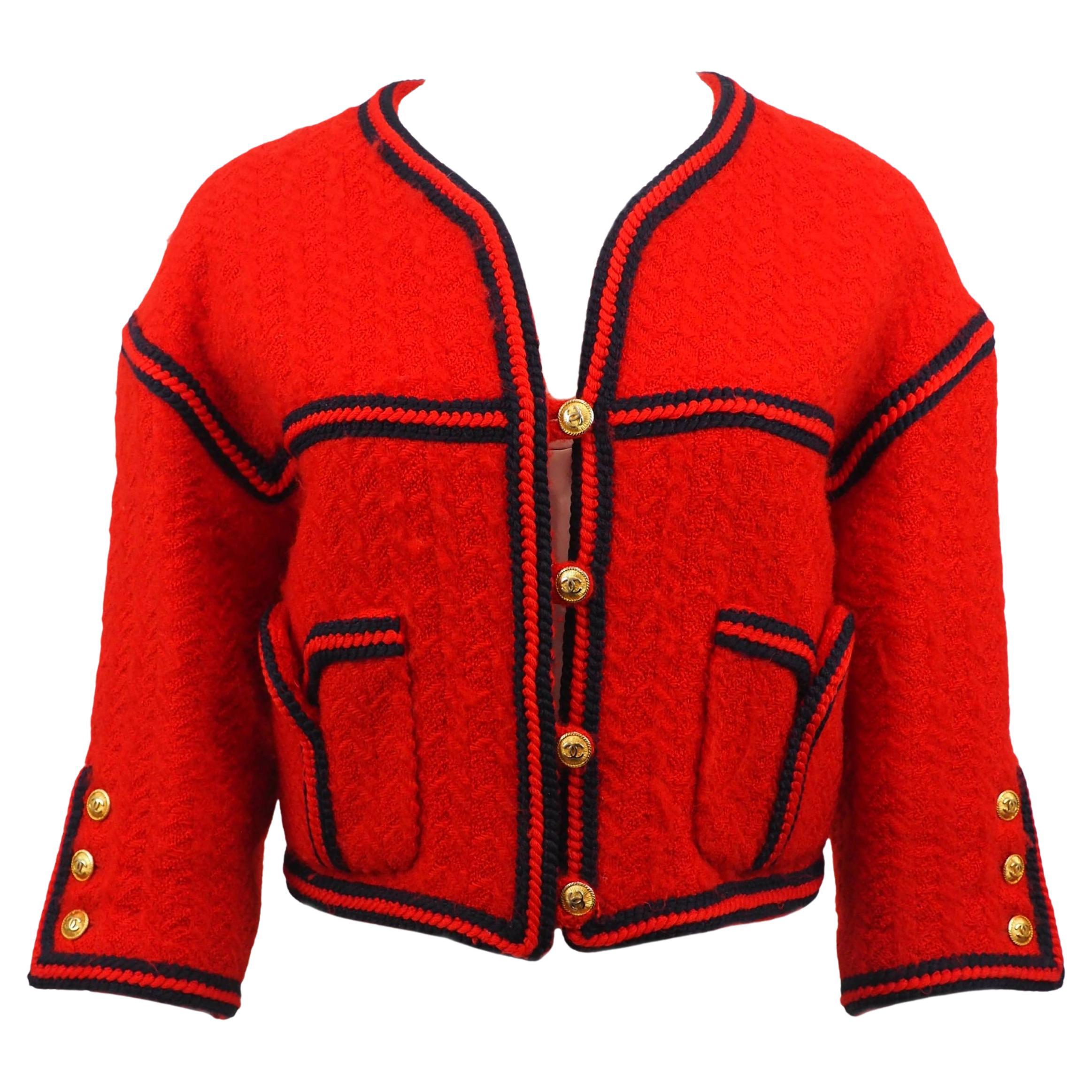 Chanel Red Tweed Coat