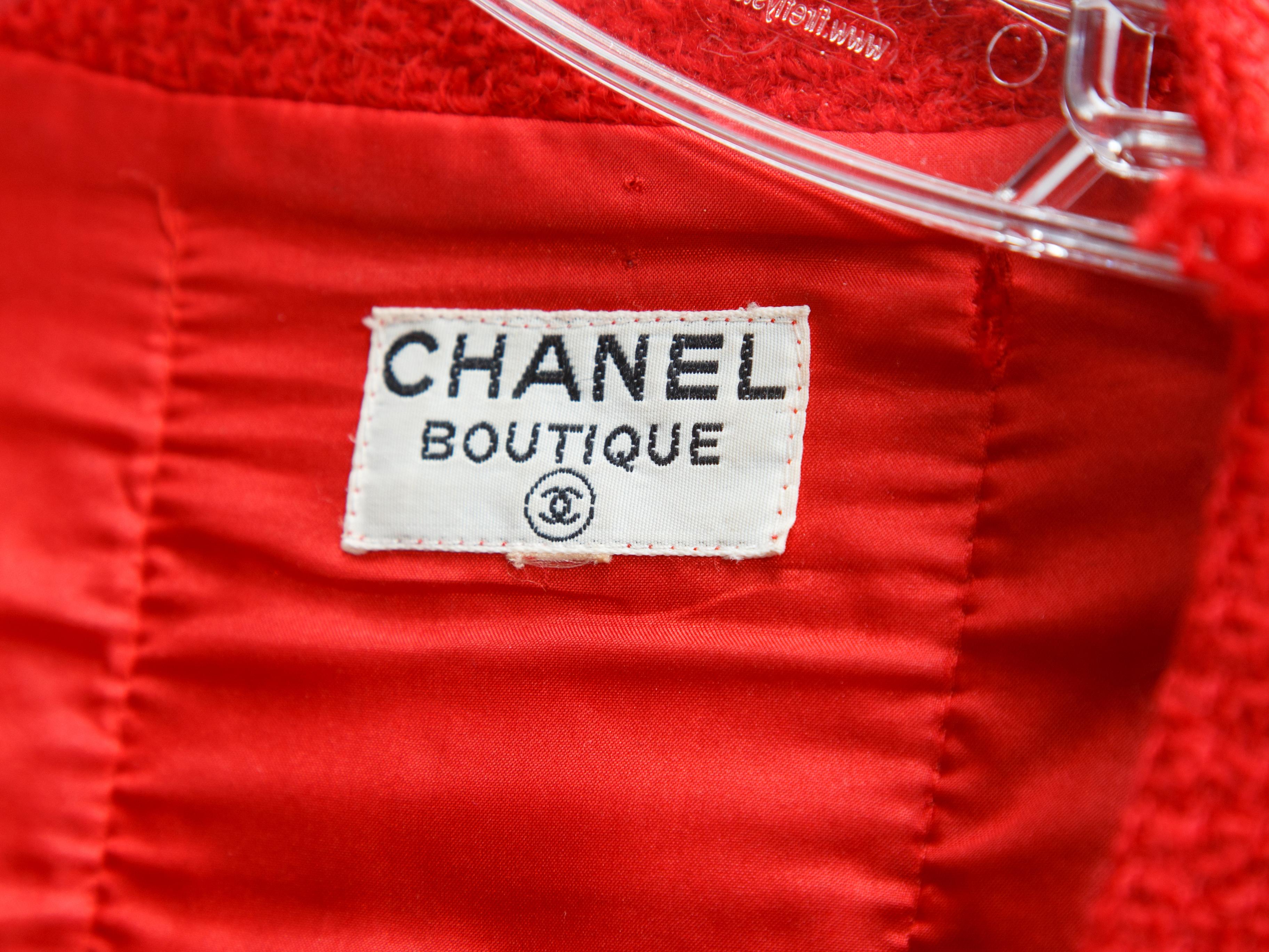 Chanel Red Tweed Cropped Jacket In Good Condition In New York, NY