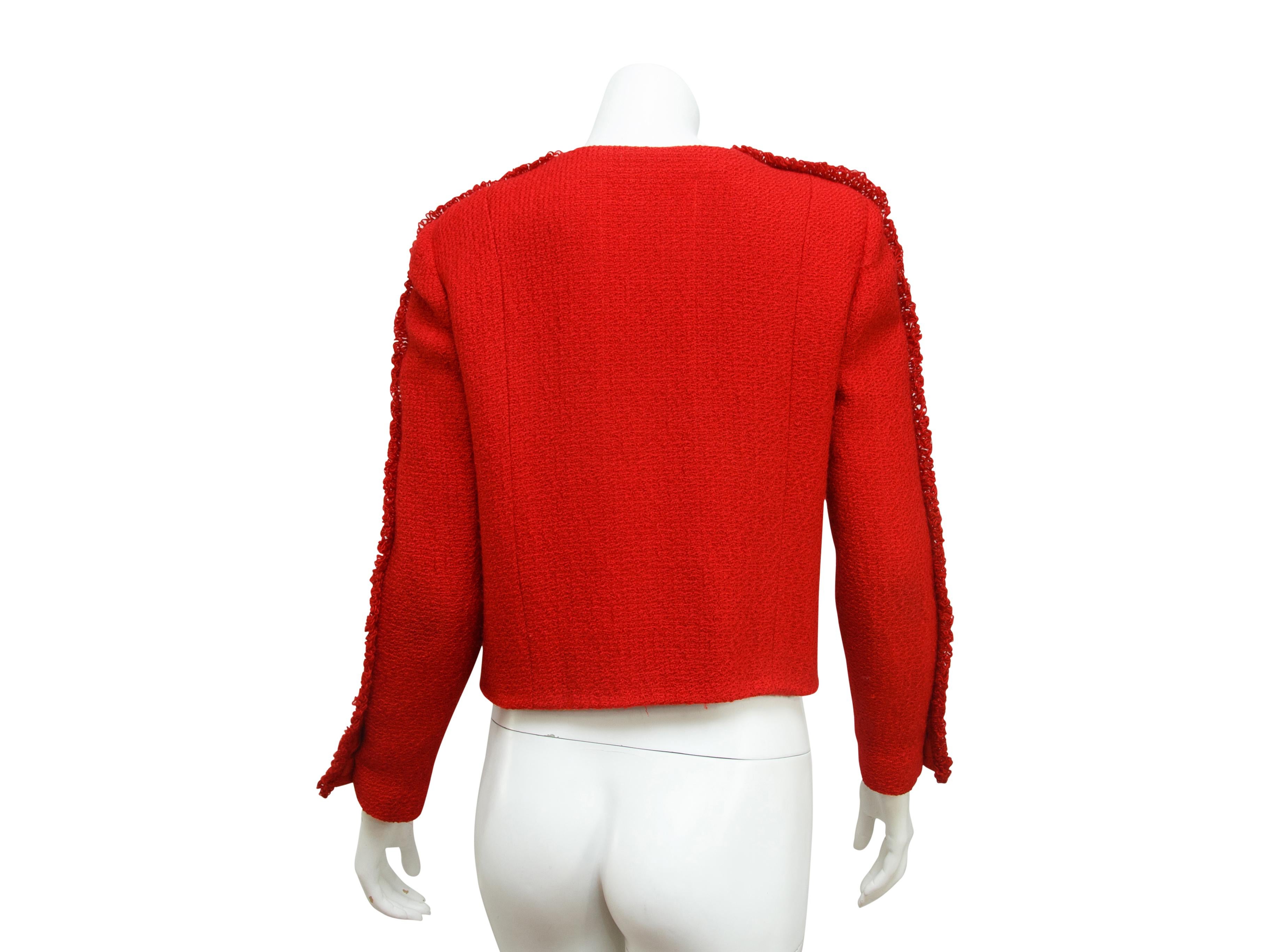 Women's Chanel Red Tweed Cropped Jacket