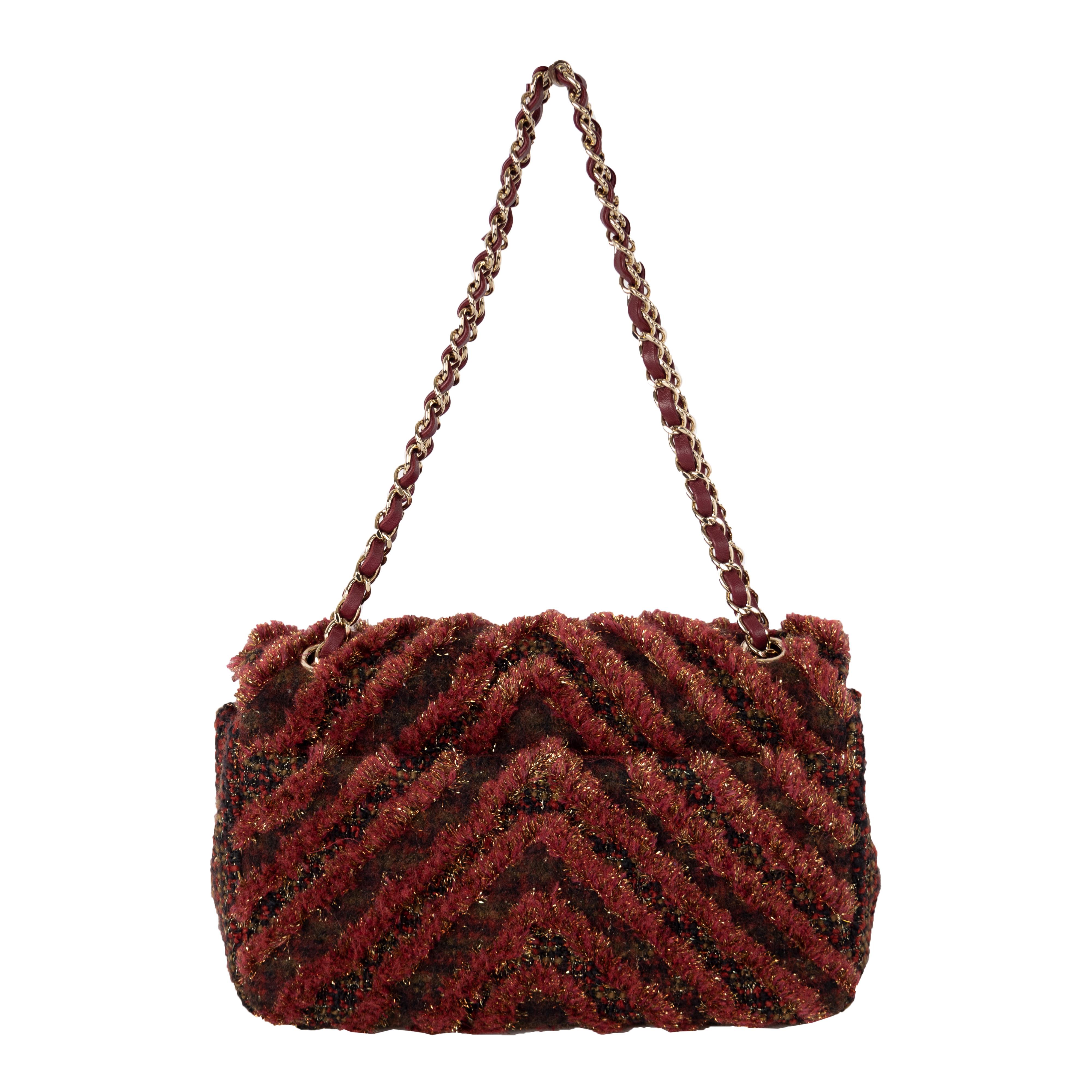 Women's or Men's Chanel Red Tweed Flap Bag - '20s For Sale