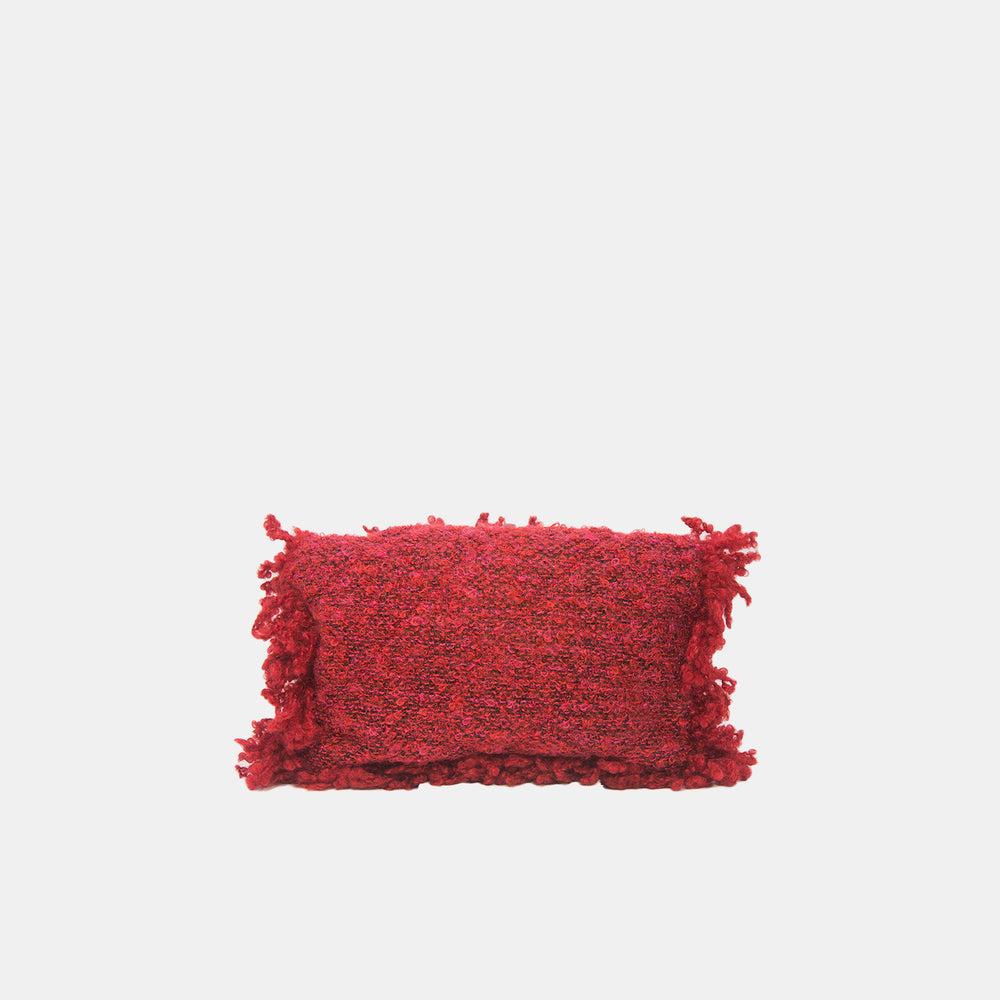 Chanel Red Tweed Fringed Clutch Bag In Gold Hardware In Good Condition For Sale In London, GB