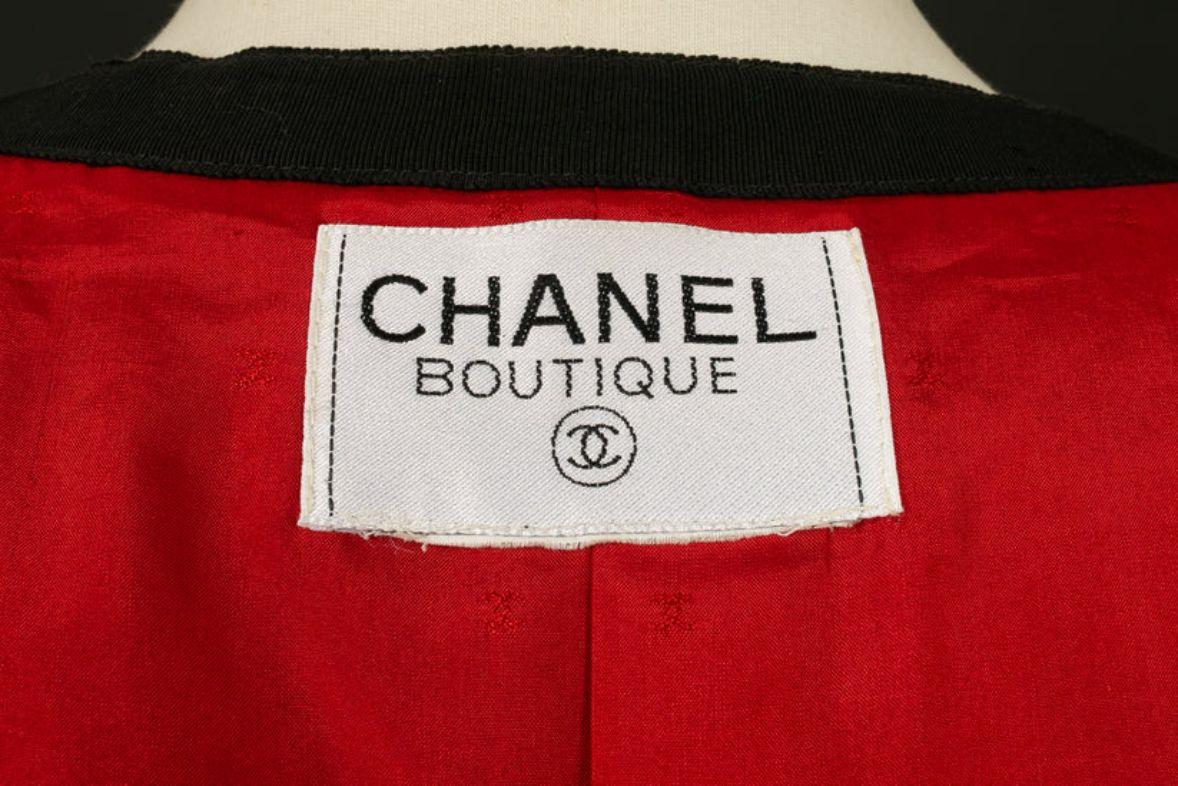 Chanel Red Tweed Jacket in Trimmed with Black Braid 5
