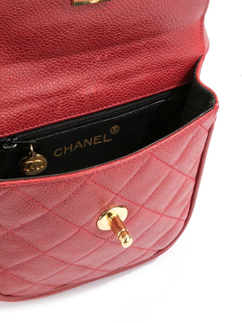 Chanel Red Vintage 1997 Rare Quilted Calfskin Waist Pouch Fanny Pack Belt Bum 1