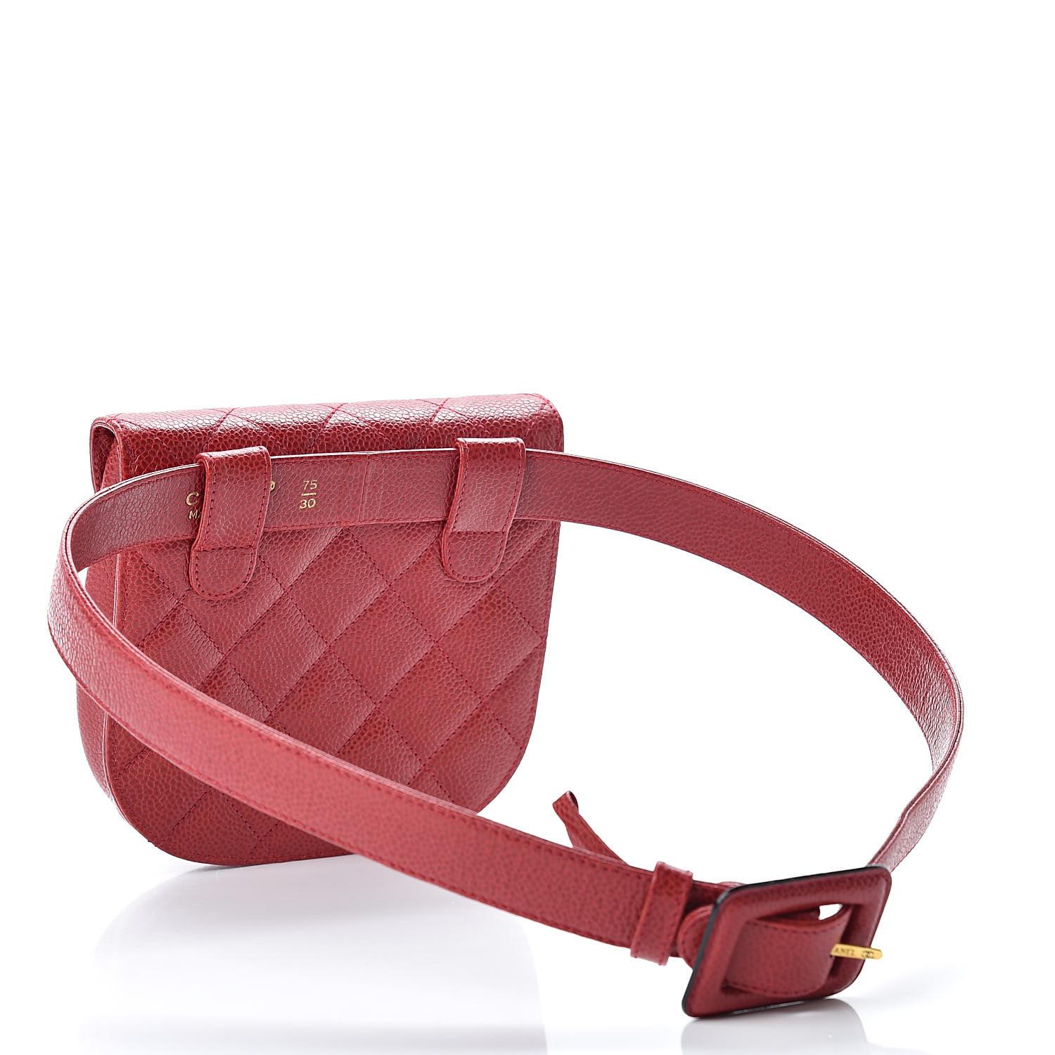 Chanel Red Vintage 1997 Rare Quilted Calfskin Waist Pouch Fanny Pack Belt Bum 2
