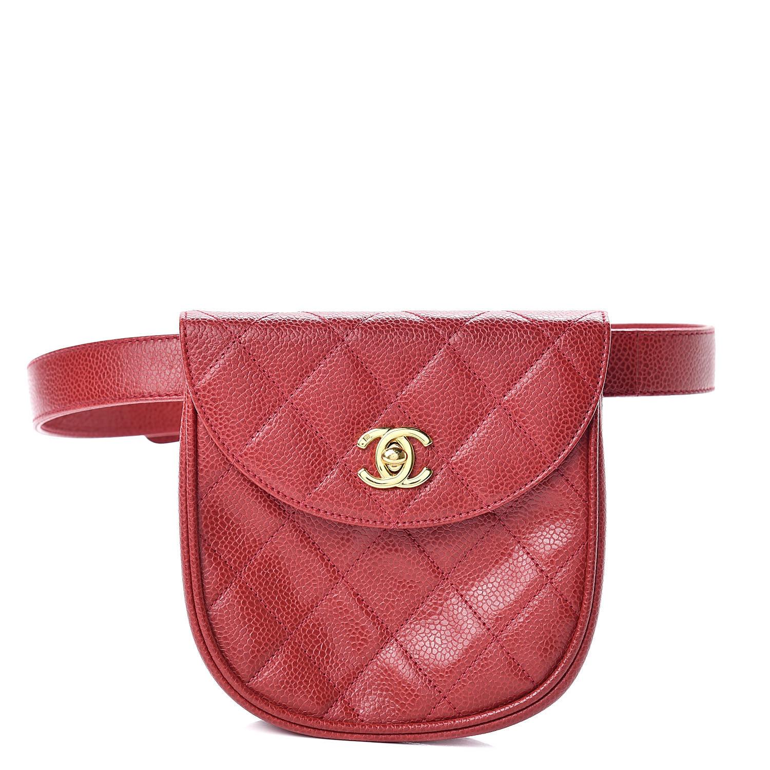 Chanel Red Vintage 1997 Rare Quilted Calfskin Waist Pouch Fanny Pack Belt Bum 4