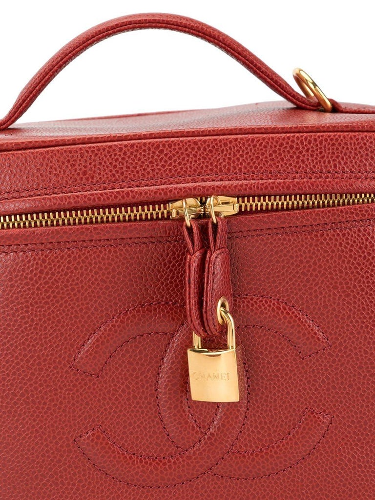 Chanel Red Vintage 90's CC Vanity Case Crossbody Bag For Sale at 1stDibs