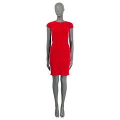CHANEL red viscose 2010 10A SHANGHAI KNIT Dress 36 XS