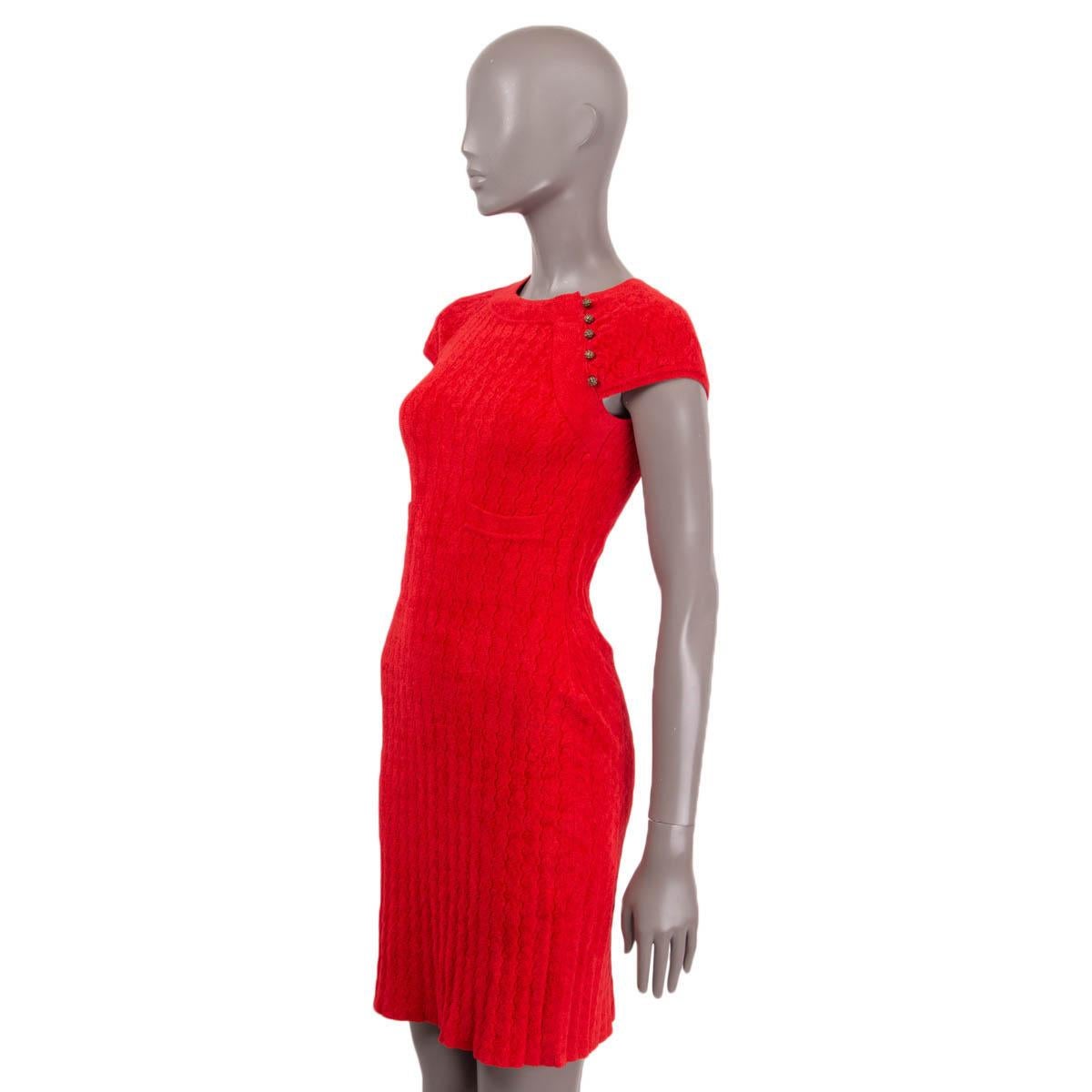 Women's CHANEL red viscose 2010 10A SHANGHAI KNIT Dress 36 XS For Sale
