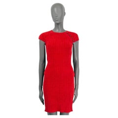CHANEL red viscose 2010 10A SHANGHAI KNIT Dress 36 XS