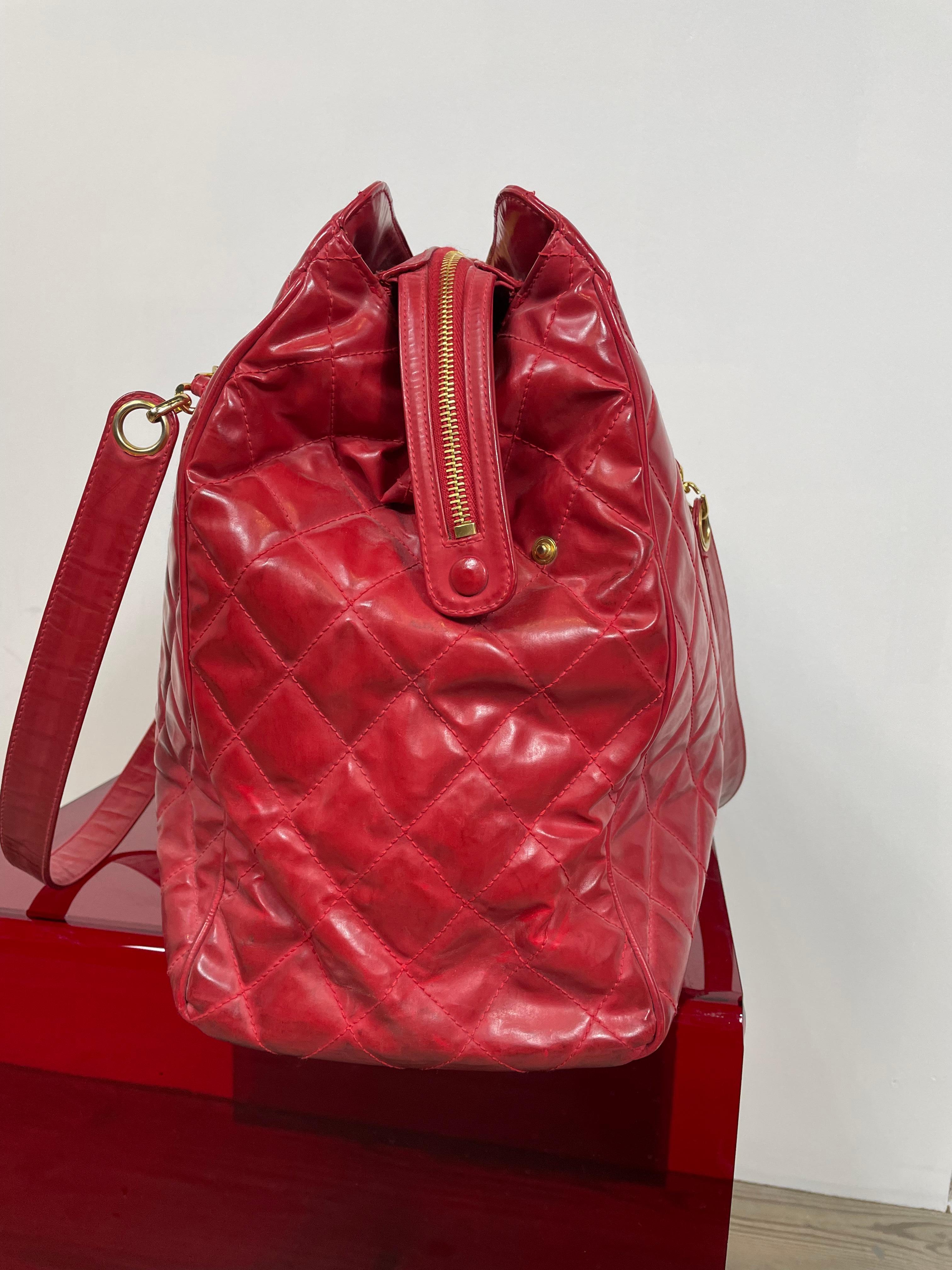 Chanel red Weekender Bag 1