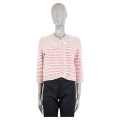 CHANEL Rot & Weiß 2015 15P DOUBLE BREASTED STRIPED KNIT Jacke 38 S